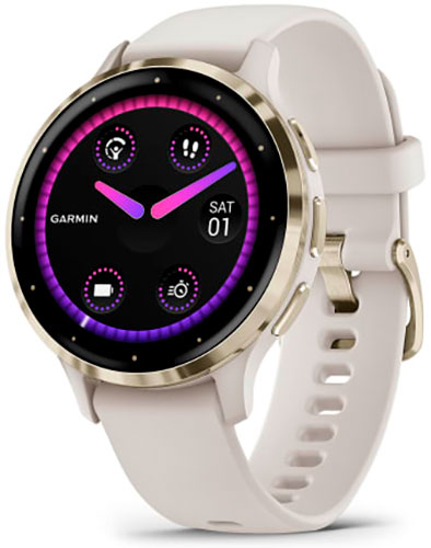 фото Часы garmin venu 3s soft gold ss bezel w/ ivory case and silicone band (010-02785-04)