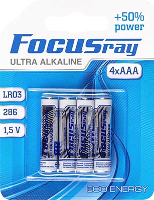 Батарейки FOCUSray ULTRA ALKALINE LR03/BL4 4/48/288