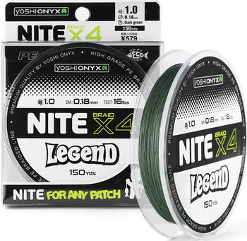 

Леска Yoshi Onyx, Onyx NITE Legend х4 Тёмно-зеленый PE 104443