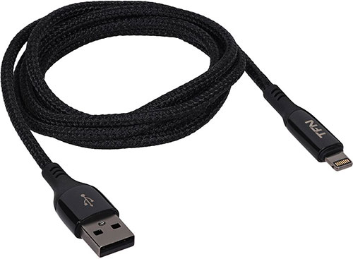 фото Дата-кабель tfn usb - lightning, нейлон, 1.2 м, черный (tfn-c-blz-al1m-bk)