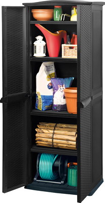 Высокий пластиковый шкаф Keter RATTAN STYLE Tall Utility Shed 17190092