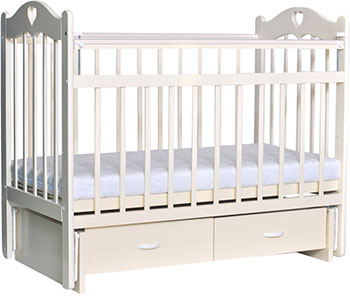 Детская кроватка Everflo Love c ящиком и маятником ivory ES-002 ПП100004297