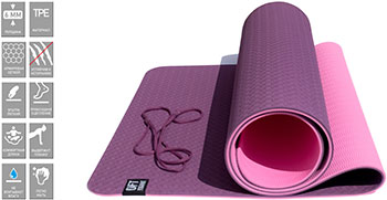 Фото - Коврик для йоги Original FitTools 6 мм двуслойный TPE бордово розовый ремешок для йоги original fittools 304 см черный