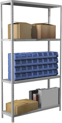 Стеллаж металлический Brabix MS KD-185/30-4 (в1850*ш1000*г300мм) 4 полки сборная стойка 291114 стеллаж металлический brabix ms kd 200 50 5 в2000хш1000хг500мм 5 полок сборная стойка 291120