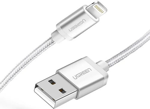 фото Кабель ugreen us199 (60161) lightning to usb-a 2.0 cable, 1 м, серебристый