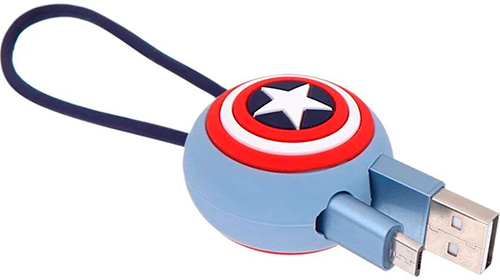 фото Кабель-брелок red line usb - lightning, captain america, marvel, 20 см, синий