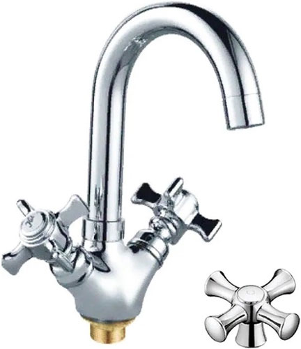 Изображение товара Кухонный смеситель D-Lin хром двухвентильный с поворотным изливом