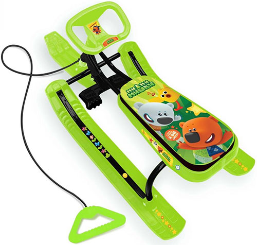 

Снегокат Ника Тимка спорт 2 (ТС2) Ми-ми-мишки на зеленом, Зеленый с рисунком