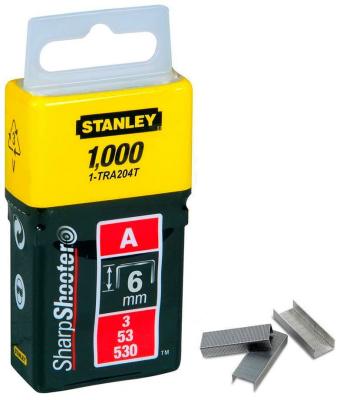 

Скоба для степлера Stanley, 6 мм тип ''А'' (5/53/530) 1000шт 1-TRA 204 T