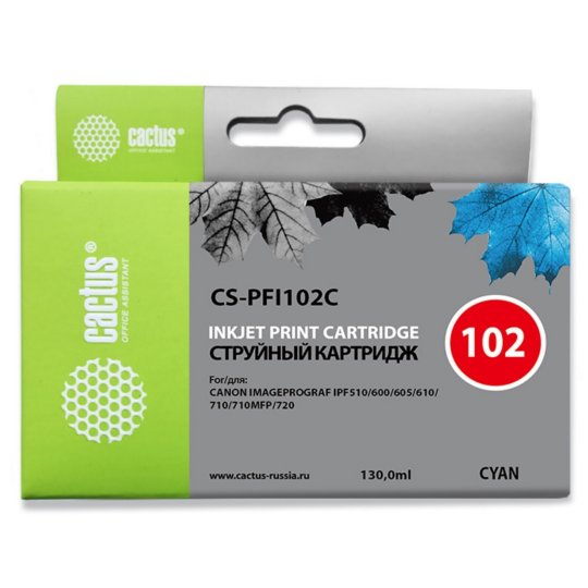 

Картридж струйный Cactus CS-PFI102C PFI-102C синий (130мл) для Canon IP iPF500/iPF600/iPF700/ MFP M40/iPF765/LP17/LP24, Голубой
