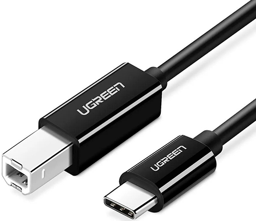 фото Кабель ugreen us241 (80811) usb-c 2.0 to usb-b 2.0 print cable для подключения принтера. длина: 1м. цвет: черный