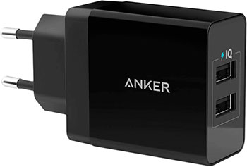 Зарядное устройство футляр ANKER 24W 2-Port USB Charger черный автомобильное зарядное устройсто usb ibang skypower 1008 для тел и планшетов 2 usb выхода 5 в 2100 ма макс 1600 ма 500 ма оранж бел сирен
