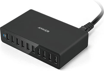 

Сетевое зарядное устройство ANKER, 60W 10-Port Desktop Charger черный