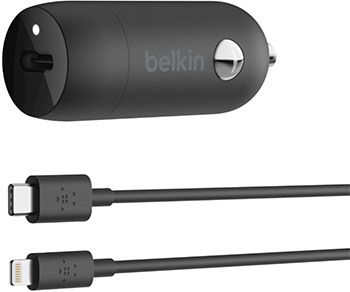 

Автомобильное зарядное устройство Belkin, 18 Вт USB-C PD c кабелем USB-C-Lightning (F7U099bt04-BLK)
