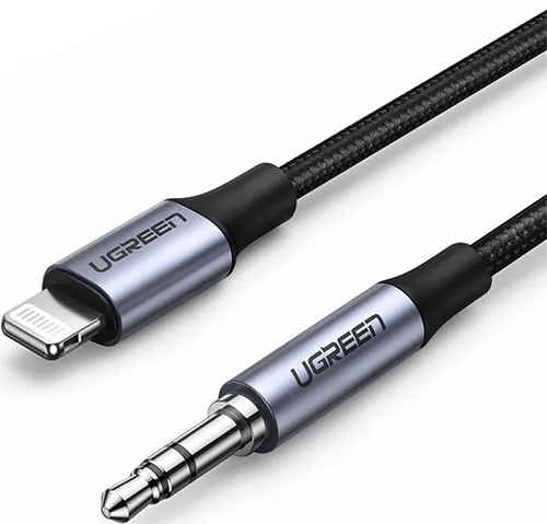 фото Кабель ugreen us315 (70862) lightning to 3.5 mm male adapter cable, 2 м, черный