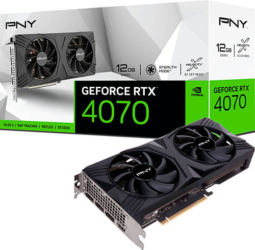 фото Видеокарта pny geforce rtx 4070 12gb verto dual (vcg407012dfxpb1)