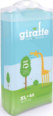 

Трусики-подгузники Lovular, Giraffe XL 12-17 кг 46 шт