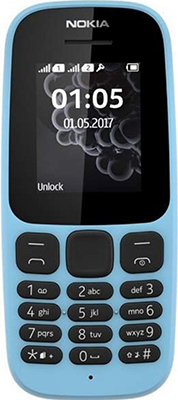 

Мобильный телефон Nokia, 105 2017 Dual Sim голубой (cyan)