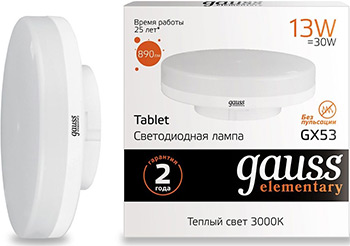 

Лампа GAUSS, LED Elementary GX 53 13 W 890 lm 3000 K 1/10/100