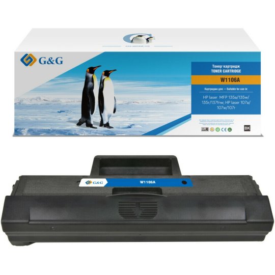 

Картридж лазерный G&G GG-W1106A черный (1000стр.) для HP Laser 107a/107r/107w/135a MFP/135r MFP/135w MFP/137fnw MFP