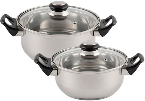 фото Набор посуды из 4 предметов mallony baks-set-4, 2 кастрюли 2 и 2.8 л, нержавеющая сталь, с крышками (981054)