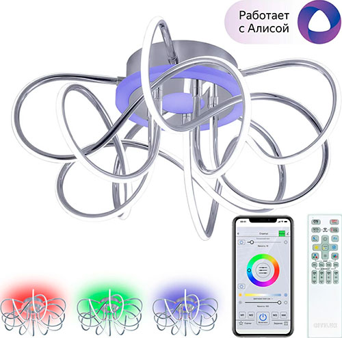 фото Потолочный светильник citilux джемини смарт cl229a161e, хром, смарт, rgb