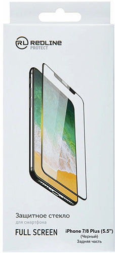 Защитный экран Red Line iPhone 7/8 Plus (5.5) Full Screen tempered glass, черный, задняя часть