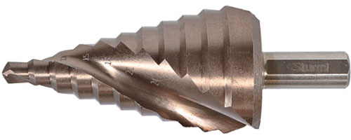 

Сверло ступенчатое по металлу Sturm! 6-36 мм, шаг 3 мм, Р6М5+COBALT, спираль (1055-S636K)