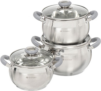 

Набор посуды Daniks Модерн серый SD-6N 6 пр.