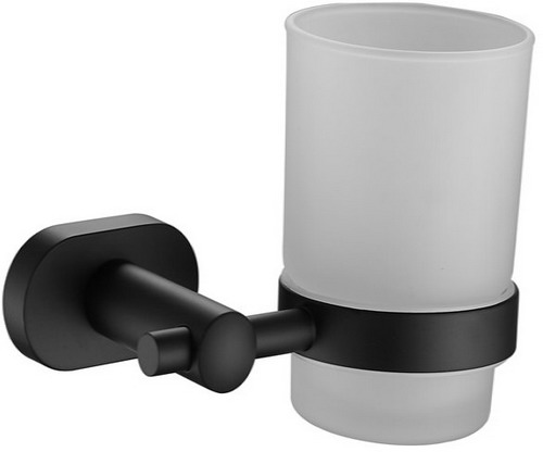 Изображение товара Стакан с держателем Belz B901 черный из нержавеющей стали и стекла