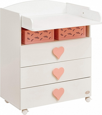 

Комод со съемной откидной столешницей для пеленания Giovanni, Emily GT 70801-01Р White (розовые ручки)