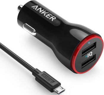 

Автомобильное зарядное устройство+универсальный DATA кабель ANKER, PowerDrive 2 + 1 micro-B 90 см. черный