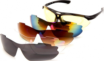 

Очки спортивные Bradex солнцезащитные с 5 сменными линзами в чехле, красные SF 0154, Черный/красный