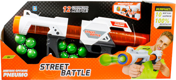 

Игрушечное оружие 1 Toy, Street Battle с мягкими шариками (в компл. 10 шар. 3 4 см) короб. Т13653