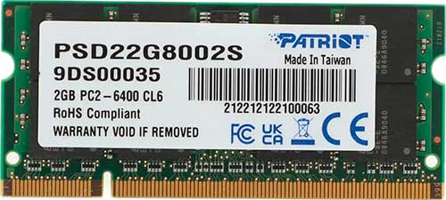 

Оперативная память Patriot Memory DDR2 2Gb 800MHz (PSD22G8002S), Зеленый