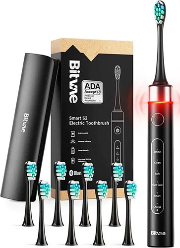 фото Электрическая зубная щетка bitvae s2 toothbrush с поддержкой приложения для смартфонов, s2 global, черная