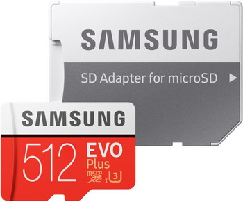 

Карта памяти Samsung, 512GB MicroSDXC class10 UHS-I EVO+ U3 MB-MC512GA/RU