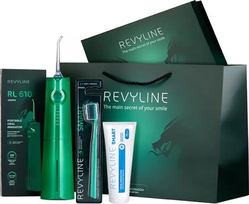 фото Подарочный набор revyline green dragon №2 с ирригатором + зеленый пакет