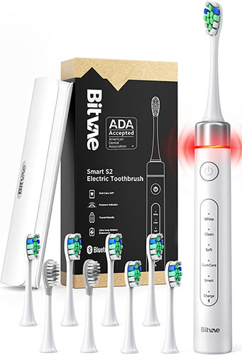 фото Электрическая зубная щетка bitvae s2 toothbrush с поддержкой приложения для смартфонов, s2 global, белая