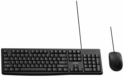 фото Набор мышь/клавиатура ugreen mk003 (15217) keyboard and mouse set, с кабелем usb, черный