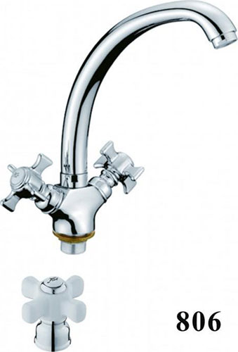 Изображение товара Смеситель для кухни D-Lin хром двухвентильный поворотный высота 24 см