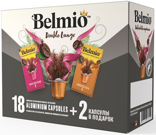 

Набор кофе в капсулах Belmio Double Lungo, для системы Nespresso, 20 капсул