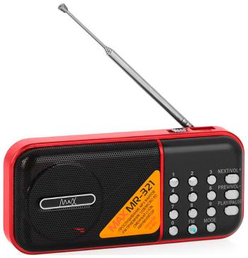 

Портативный радиоприемник MAX, MR-321 красный с MP3