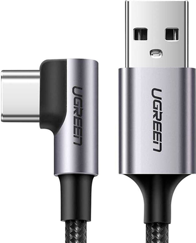 фото Кабель ugreen us284 (70255) angled 90° usb-c male to usb2.0 a male 3a data cable. длина: 3м. цвет: черный