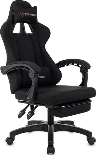 

Кресло игровое Zombie Weaver, черный, с подголов., крестов. пластик, подст. для ног пластик черный