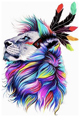 

Алмазная мозаика Цветной, ''Лев-индеец''( Частичная) (40х50) на подрамнике lgp004