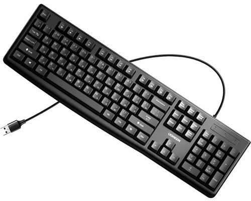 фото Клавиатура ugreen ku003 (15218) membrane usb-keyboard, с кабелем usb, черный