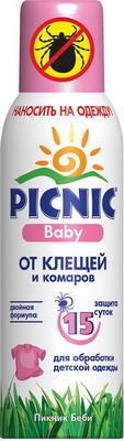 

Средство от комаров и/или клещей детское Picnic, BABY 125 мл