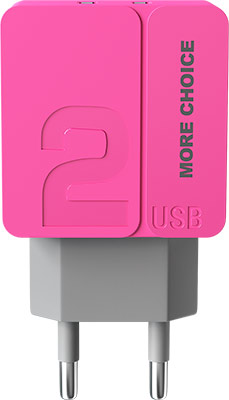 Сетевое ЗУ MoreChoice 2USB 2.4A для Type-C NC46a 1м (Pink)