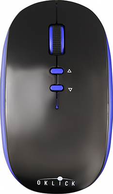 Мышь bluetooth OKLICK Bluetooth Optical Mouse 595MB Black-Blue RTL 5btn+Roll без приёмн 352690